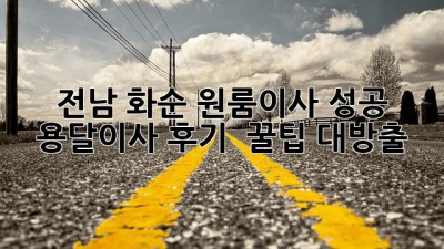 📦 전남 화순 원룸이사 성공! 용달이사 후기 & 꿀팁 대방출 🍯